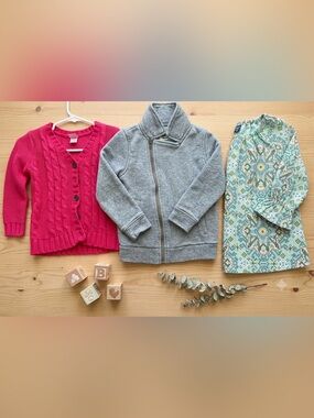 Toddler Bundle: OshKosh Jacket, Carter's Cardigan & Baby Gap Tunic (Size 2T/3T)